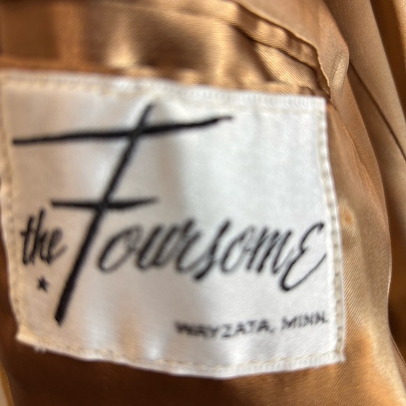 THE FOURSOME Sz L (estimated) 100% Cashmere Camel Coat Union Made Peak Lapel - Picture 11 of 12